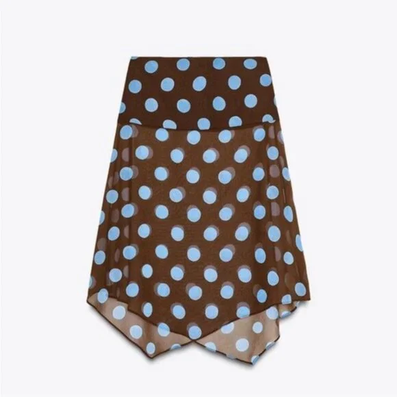 NWT Zara Polka Dot Asymmetric Skirt